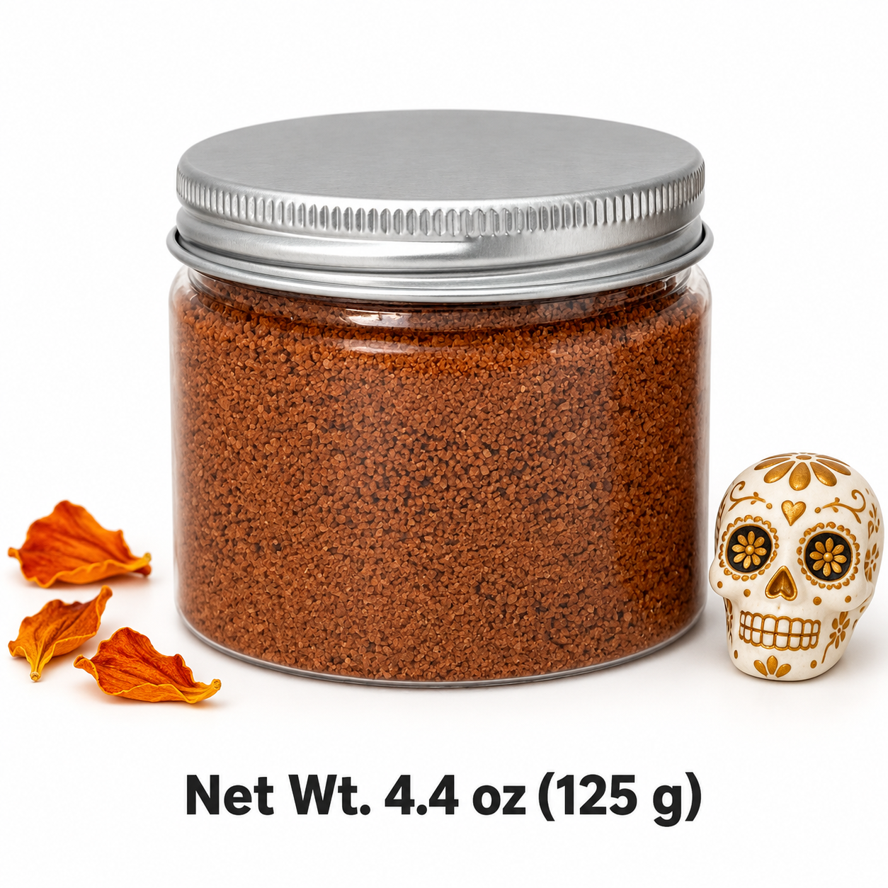 Clear jar of Terracotta Clay quartz sand